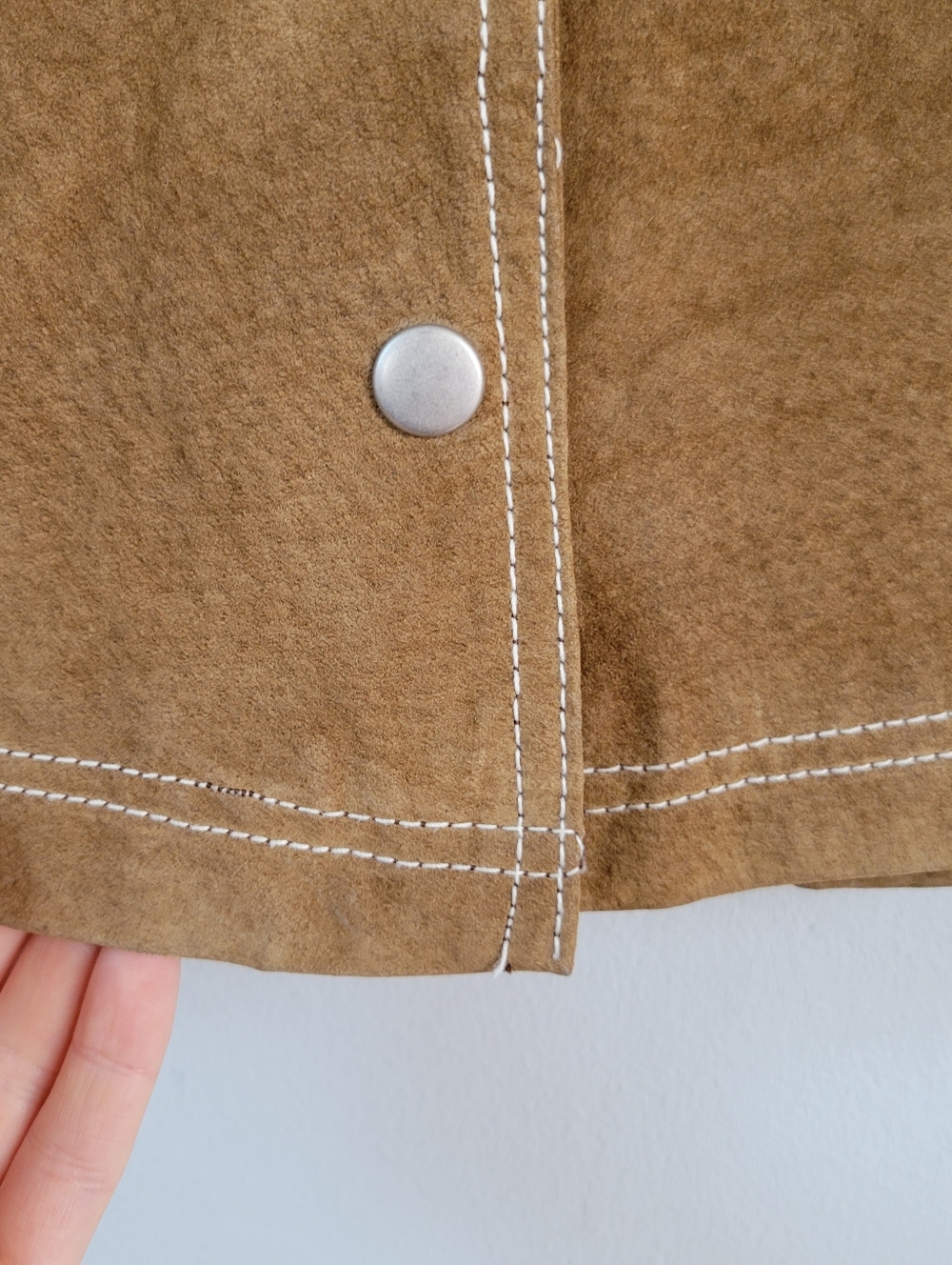 VTG BB Dakota Suede Mini Snap Skirt Women's Size 13/14 Western Cowgirl Boho - Picture 6 of 10